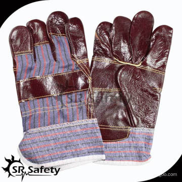 SRSAFETY gants en cuir de vachette en cuir, coton dénudé et manchette, demi-doublure avec patch palm